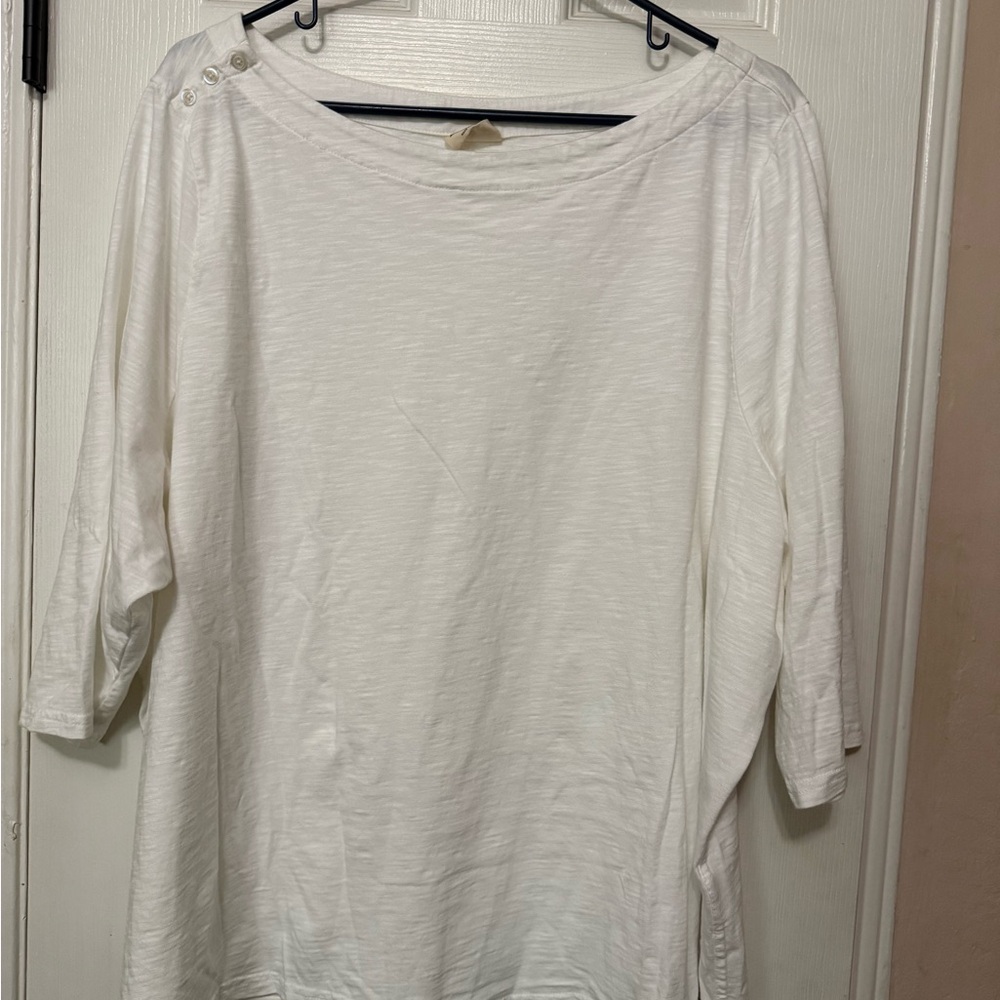 Pact White Relaxed Long Sleeve Top